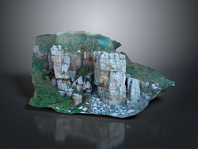 Garden Landscape Rocky Mountain Model With Natural Rock Formations And Green Grass 3d model