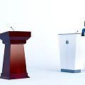 Functional Lectern Desks Dark Brown Wooden And White With A Woman Standing Beside