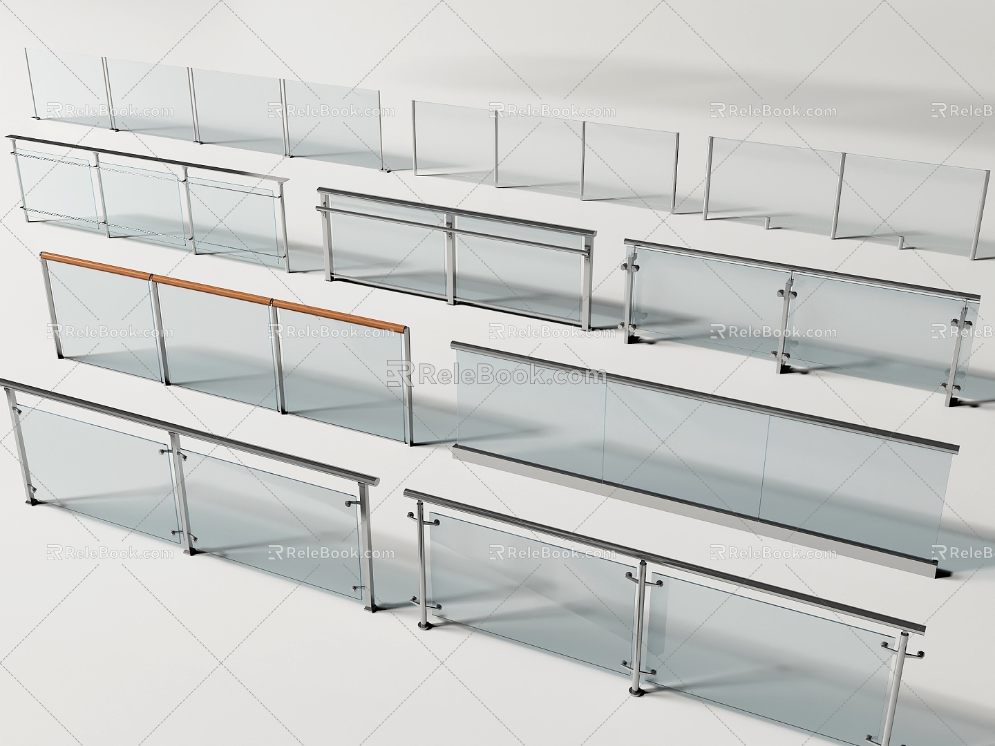 Modern Railing Glass Railing Guardrail Glass Guardrail Balcony Guardrail Fence Balcony Railing 3d model