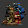 Colorful Cartoon Style Commercial Equipment With Four Different Mechanical Designs And Round Bases