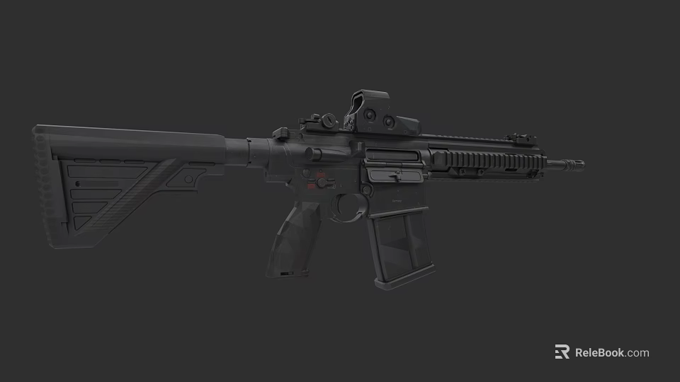 Tactical Modern Assault Rifle with Scope Mount Detachable Magazine and Ergonomic Grip 3d model 