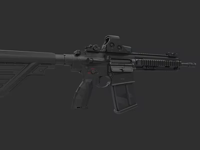 Tactical Modern Assault Rifle with Scope Mount Detachable Magazine and Ergonomic Grip 3d model