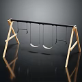 Outdoor Wooden Swing Set With Black Bar Swing Seats And Hanging Hooks