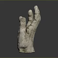 Artistic Human Hand Organ Sculpture With Visible Hair Textures And Smooth Gray Surface