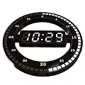 Digital Round Wall Clock with Black Frame and Numbered Minute Markings for Time 3d model