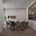 Modern Home Office With Gray Storage Cabinets Open Shelves Books Desk And Chairs