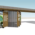 Modern Ecological Entrance Gate Design With Wooden Pillars And Green Plants