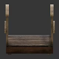 Curved Wooden Bridge with Railings and Natural Wood Planks Garden Structure Design