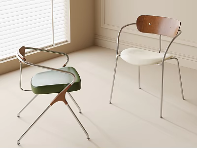 Modern Accent Chairs Green And White Cushioned Metal Frame In Bright Room With Window 3d model