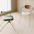 Modern Accent Chairs Green And White Cushioned Metal Frame In Bright Room With Window