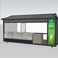Ice Cream Kiosk With Black Tile Roof Green Billboard And Transparent Display Case