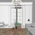 White Sheer Curtains In Modern Living Room With Furniture Plant And Lamp