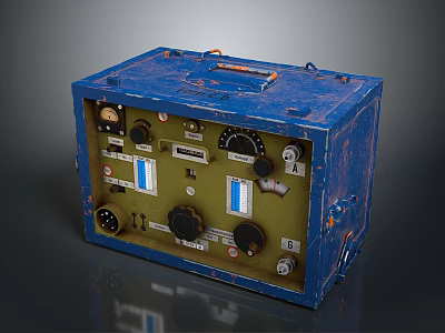 Functional Industrial Equipment With Blue Casing Control Panel Gauges And Knobs 3d model
