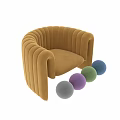 Modern Yellow Velvet Accent Chair With Curved Design And Comfortable Armrests