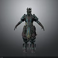 Armored Fantasy Character And Biomechanical Creature 3D Model With Teal Brown Design Features