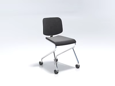Black Office Chair With Comfortable Backrest And Seat On Silver Metal Legs With Wheels 3d model