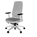 Ergonomic Office Chair With Gray Mesh Back And White Frame Black Armrests