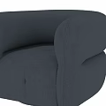 Dark Blue Plush Single Sofa With Modern Minimalist Rounded Armrests Design 3d model