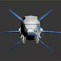 Blue and White Futuristic Spaceship Model With Detailed Structure And Aerodynamic Design