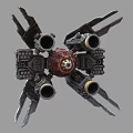 Sci Fi Mechanical Device With Wing Like Structures Red Central Core And Metallic Components