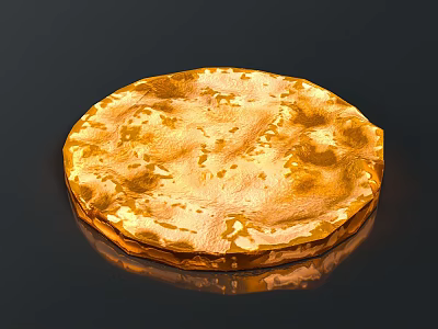 Handcrafted Golden Circular Sculpture With Textured Metal Surface On Black Background 3d model