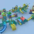 Colorful Playground Equipment for Children Including Slides Swings and Climbing Frames