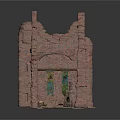 Modern Scene Featuring Red Brick Ruins With Arch Structure And Scattered Wooden Debris