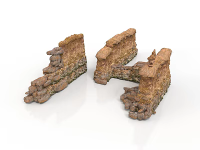 Rustic Stone And Earth Stacked Wall Scene Components For Model Scenery 3d model