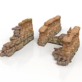 Rustic Stone And Earth Stacked Wall Scene Components For Model Scenery 3d model