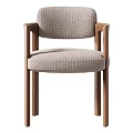 Modern Dining Chair With Wooden Frame Upholstered Seat And Light Gray Fabric
