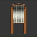 Modern Wooden Leisure Chair With Grid Patterned Backrest And Armrests Design