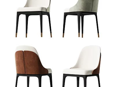 Modern Dining Chairs with Contrast Upholstered Seats Black Legs and Multiple Color Options 3d model