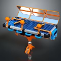 Solar Powered Household Electrical Appliance With Orange Blue Components And Stable Base Stand
