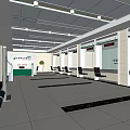 Modern Service Hall Interior Design With Spacious Corridor White Floor And Long Ceiling Lights 3d model