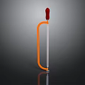 Orange Curved Frame Hand Tool With Red Handle And Metal Rod