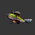 Vintage Passenger Plane with Colorful Biplane Structure Shark Mouth Design on Cracked Ground