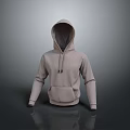 Casual Gray Hooded Sweatshirt With Drawstring Long Sleeves And Front Pocket 3d model
