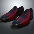 Stylish Men's Leather Dress Shoes With Red Black Gradient And Perforated Details