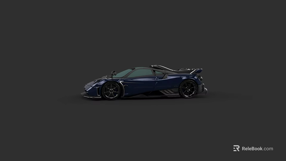 Dark Blue Sleek Supercar With Sporty Exterior And Black Alloy Wheels 3d model 