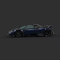 Dark Blue Sleek Supercar With Sporty Exterior And Black Alloy Wheels