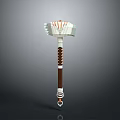 Decorative Battle Hammer With Wooden Handle Braided Accents Intricate Colorful Head And Traditional Craftsmanship