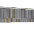Modern Landscape Wall With Gray Vertical Slats And Yellow Accent Strips 3d model
