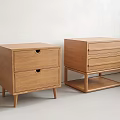 Modern Minimalist Wooden Bedside Tables With Drawers And Open Shelf Design