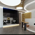 Modern Beauty Hair Salon Interior With Black Leather Chairs Mirrors And Stylish Lighting