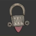Decorative Metal Household Lock With Circular Handle Geometric Patterns And Pink Base