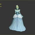 Woman In Blue Ball Gown With Golden Hair And Elegant Princess Design