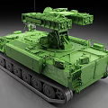 Green Military Armored Tank With Tracks Turret Antenna And Weapon System
