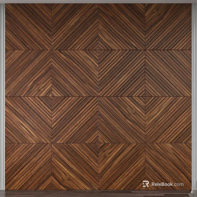 Wooden Wall Decor With Dark Brown Diamond Pattern And Geometric Design 3d model