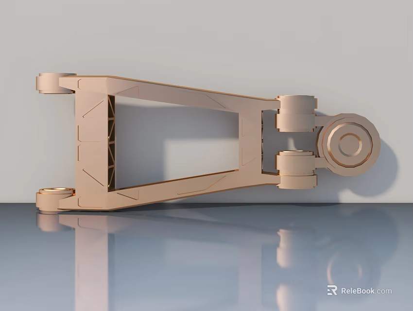 Swing Door Golden Metal Hardware with Geometric Design and Shiny Reflective Finish 3d model 