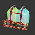 Two White Household Storage Containers With Red Metal Frame And Yellow Hooks